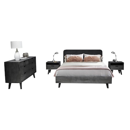 Armen Living Mohave 4 Piece Acacia King Bedroom Set with Dresser and Nightstands SETMVBDKG4A